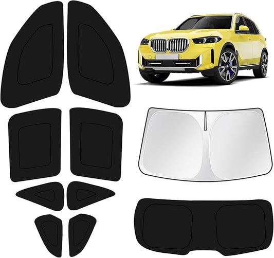 KUST Car Window Shades for BMW X5 2013-2016 2017 2018 Windshield Sun Shade Side Window Cover UV Block Privacy Protection Accessories for Camping Blackout Rear Back Full Set 10PCS