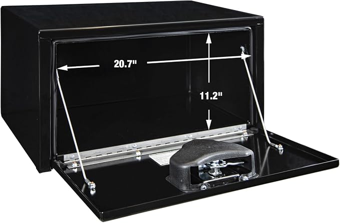Buyers Products 1703300 Black Steel Underbody Truck Tool Box – 14 x 16 x 24 Inch - Truck Bed & Underbelly RV Storage Box, Locking T-Latch, Weather-Resistant, Heavy-Duty Flatbed Job Box, Made in USA
