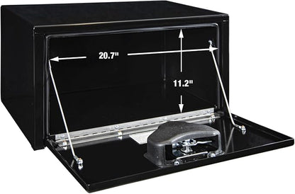 Buyers Products 1703300 Black Steel Underbody Truck Tool Box – 14 x 16 x 24 Inch - Truck Bed & Underbelly RV Storage Box, Locking T-Latch, Weather-Resistant, Heavy-Duty Flatbed Job Box, Made in USA