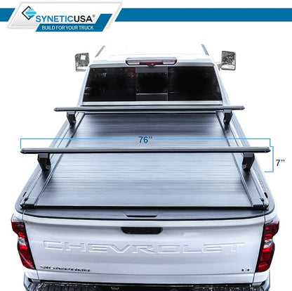 Syneticusa AR Automatic Retractable Truck Bed Cover with Crossbars for Silverado Sierra 2500 3500 2020–2026 | 6’8” 82.2” Bed | Aluminum Hard Tonneau Cover | Waterproof, Low-Profile