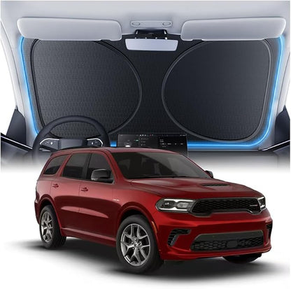 Windshield Sun Shade for Dodge Durango 2000-2026, Custom Fit Sunshade, 100% UV Block & Heat Insulation, Foldable Car Sunshade with Storage Bag, Protect Interior Accessories