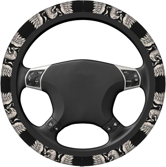 Car Steering Wheel Cover with Anti-Slip Lining, Universal 15 inch Wheel Cover, Fashion Car Interior Accessories for Women Men - Bald Eagle