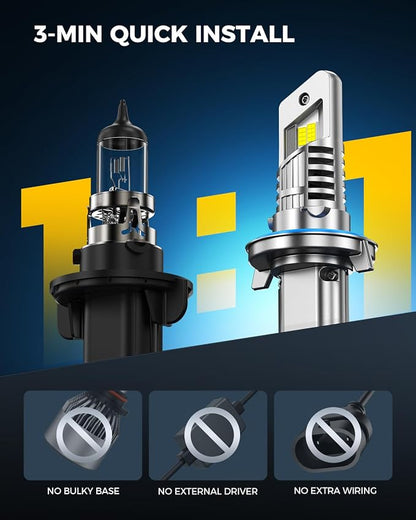 Marsauto 2026 New-Gen H13 LED Bulbs, 80,000LM Extremely Bright 6500K Cool White, Real 1:1 Mini Size No Adapter Needed, Efficient Heat Dissipation H13 LED, Pack of 2