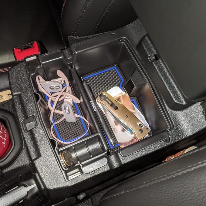 EDBETOS Center Console Organizer Tray Compatible with Jeep Wrangler JL/JLU 2018-2023 2024 2025 2026 and Gladiator JT Truck 2020-2026 Insert Accessories - Won't Covers the light inside (Blue Trim)