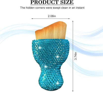 Bling Car Detailing Brush, Crystal Rhinestone Non-Scratch Vehicle Cleaning Dust Brush for Air Vent & Dashboard, Soft Bristles Automotive Interior Cleaning Tool, Universal Fit (Sky Blue)