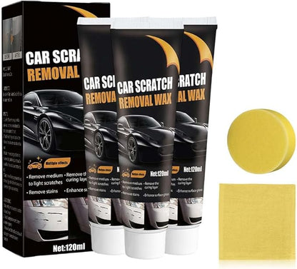 Car Scratch Repair Wax with Sponge and Towel, 2026 New Upgrade Car Scratch Remover Wax, Automotive Scratch Repair, Professional Car Paint Repair Compound for Deep Scratches (120g*3)