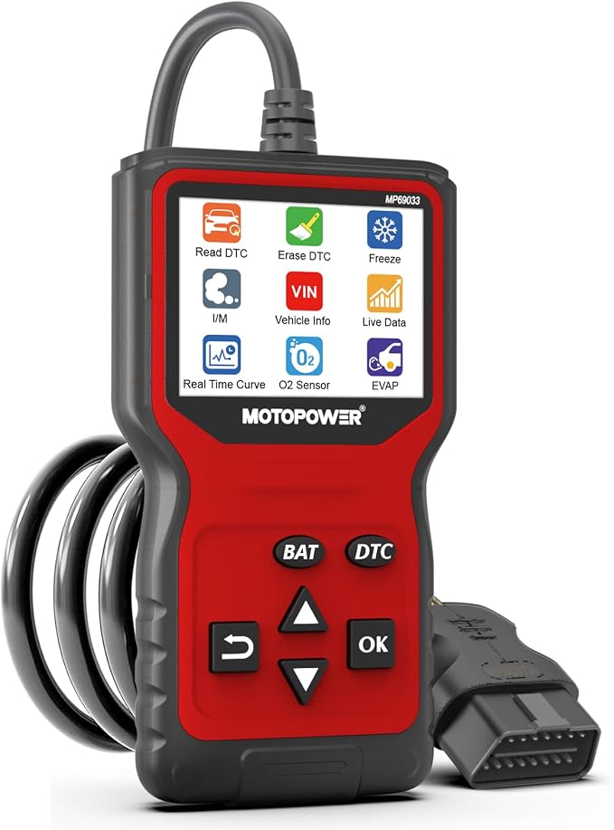 MOTOPOWER MP69033 Pro OBD2 Scanner Code Reader Check Engine Fault Light Diagnostic Scan Tool with Battery Tester