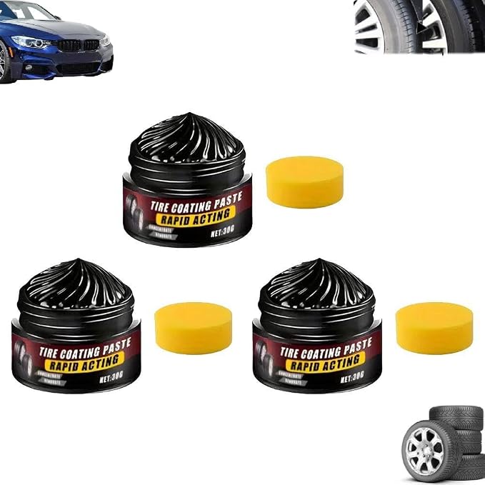 Premium Tire Coating & Trim Restorer,Bring Back the Original Deep Black Shine to Rubber and Plastic,Long-Lasting Ceramic Coating & UV Protection,TireCoating Paste for Car Tire Plastic Trim Care