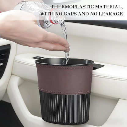 Zpana Car Trash Can, Portable Mini Vehicle Cup Holder Hanging Garbage Container, Multifunctional Automotive Side Door Trash Organizer Can Accessories, Universal for SUV, Sedan, Truck (Brown)
