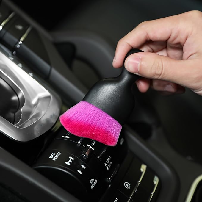 AOCISKA Car Interior Detailing Brush,Soft Bristle Cleaning Brush Car Detailing Brush Dusting Brush,Car Interior Cleaning Tool,Auto Detail Brush Car Dash Duster Brush (Black&Double Purple)