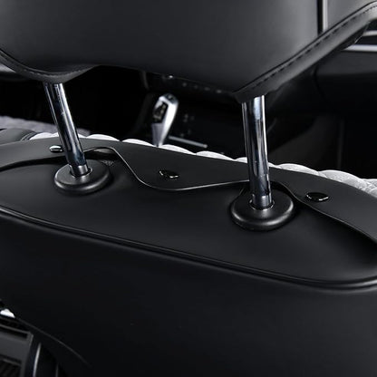 Coverado Full Set Car Seat Covers, Waterproof Leather Seat Covers for Cars with Velvet, Car Seat Protector Universal Fit for Most Vehicles（Black&Gray）