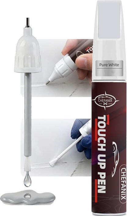 Pure White Touch Up Paint for Cars & Motorcycles – Car Scratch Remover, 2-in-1 Brush & Pen, Paint Scratch Repair Kit with Quick-Dry Formula for Multi-Brand Vehicles