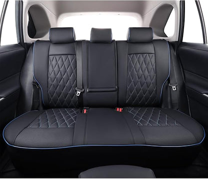 EKR Corolla Car Seat Covers Full Set Custom Fit for Toyota Corolla 2020 2021 2022 XSE/XSE Apex,Leather Car Seat Cover-Faux Leather(Black with Blue Trim)