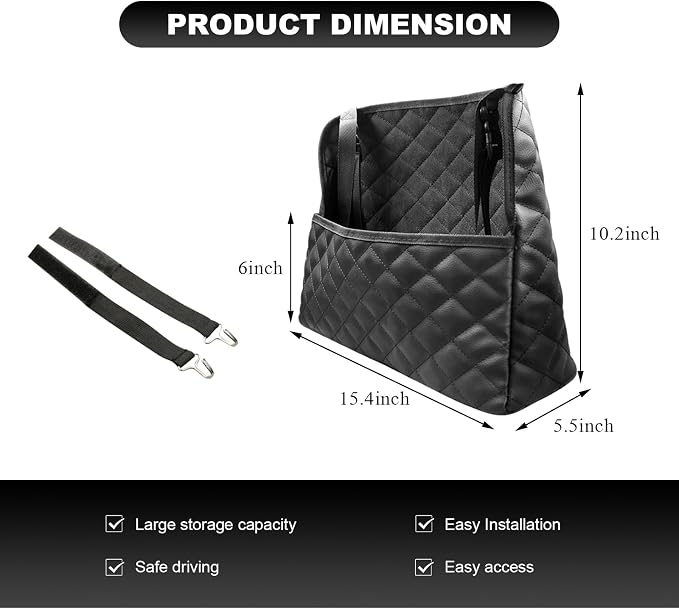 Car Net Pocket Handbag Holder, Large Capacity Automotive Purse Holder Organizer Between Two Seats, Leather Seat Storage Holders Barrier of Backseat Pet Kids, Car Accessories