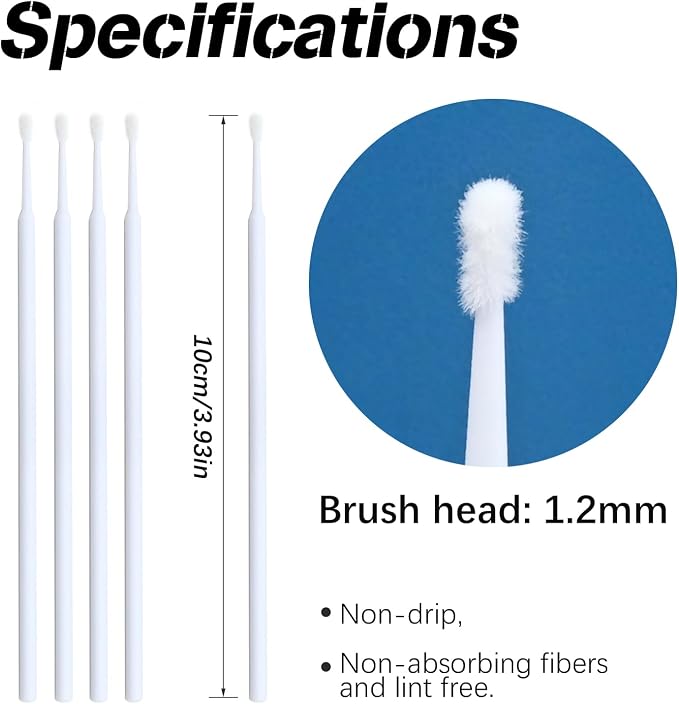 Saihisday Automotive Micro Brush Set - 100PCS 1.2MM Precision Applicators for Car Scratch Repair & Crafts (Non-Chemical Tools)