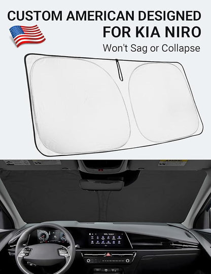 Proadsy 2026 Upgrade Front Windshield Sun Shade Foldable Sunshade Protector Custom Fit 2017-2022 Kia NIRO Accessories
