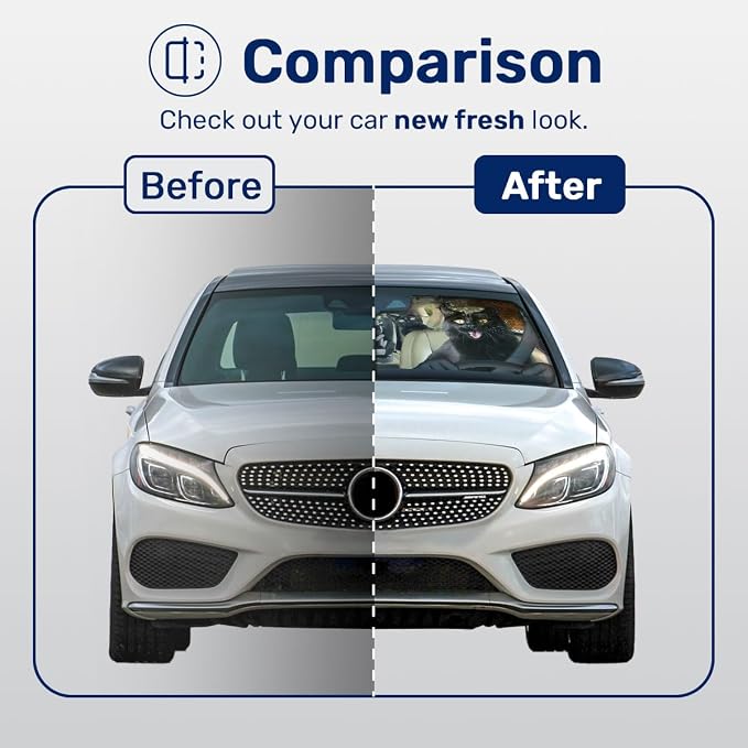 GENANY Cute Cat Family Funny Windshield Sun Shade for Car SUV Truck (55x30 Inches), Car Sun Shade Windshield, Car Shades for Front Windows, Sunshade for Car Windshield, Protector Blocks UV