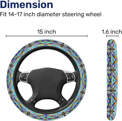 GENANY Dragonfly Steering Wheel Cover, Non Slip Polyester Car Wheel Protector for Car SUV Truck, Universal 15 Inch