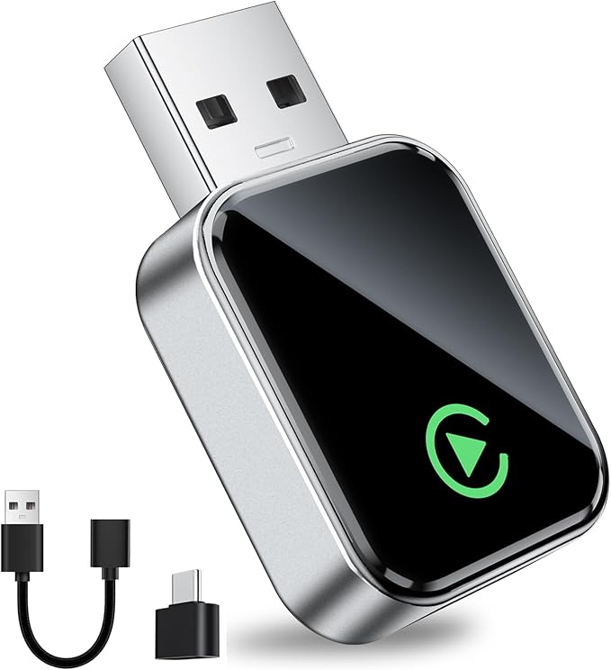 UANTIN Wireless CarPlay Adapter 2025 Upgrade Wired CarPlay to Wireless, Mini USB Design for Cars with Built-in Wired Apple Car Play Plug and Play Easy Use Fast Stable Connection for iPhone
