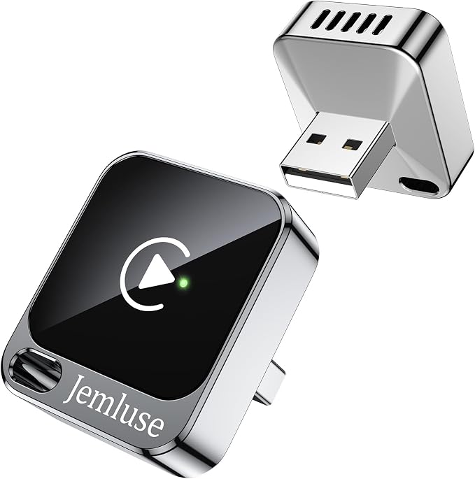 Jemluse Wireless CarPlay Adapter for Apple - Mini Size, Fast Stable Connection Convert Wired to Wireless Car Play Dongle for iPhone iOS 10+, Plug & Play for Cars from 2016+ w/USB-C (Silver)