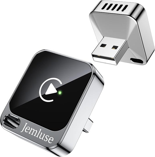 Jemluse Wireless CarPlay Adapter for Apple - Mini Size, Fast Stable Connection Convert Wired to Wireless Car Play Dongle for iPhone iOS 10+, Plug & Play for Cars from 2016+ w/USB-C (Silver)