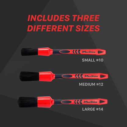 Maxshine Universal Red & Black Combo Detailing Brush – Versatile Brush for Interior & Exterior Cleaning – Ideal for Wheels, Vents, Badges & More