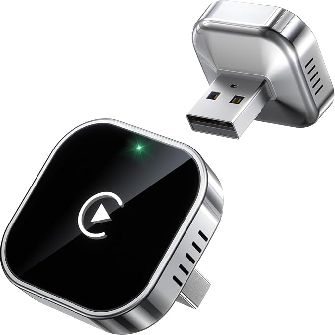2 in 1 CarPlay Adapter for Audi Q8 2019 2020 2021 2022 2023 2024 2025 2026, CarPlay Wireless Adapter with Auto Reconnect Fast Pairing Bluetooth Connection Compact USB Dongle