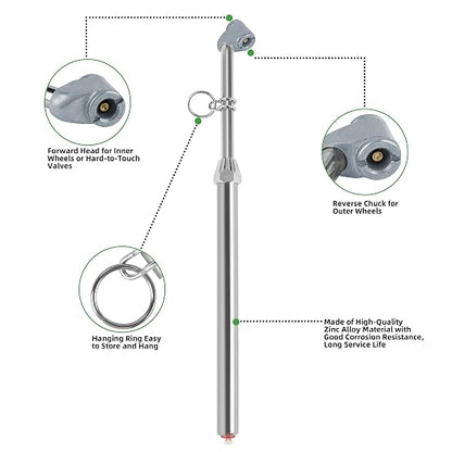 Heavy Duty Dual Foot Head Commercial Tire Pressure Gauge for Professional Tractor Trailer Drivers 10-160LBS Long Reach RV Tire Gauge, Dually and Car 2 Pack