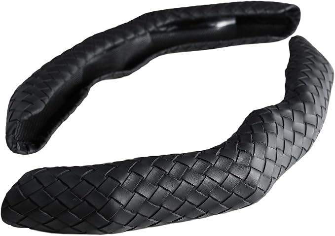 Quick Install Braided Pattern Nappa Leather Steering Wheel Grips,Woven Texture Car Steering Wheel Cover,for Women,for 14 to 15.5 inches Sedan Coupe SUV