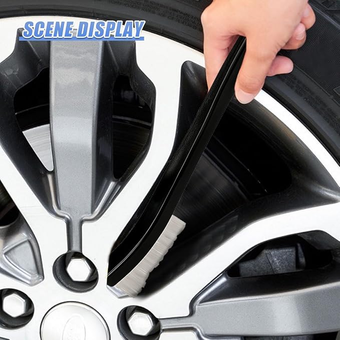 4PCS Car Double-Ended Detail Cleaning Brushes, Stiff Nylon Bristles Auto Crevice Brush, Multifunctional Vehicle Interior Exterior Cleaning Tool for SUV Truck Home Office(4PCS)