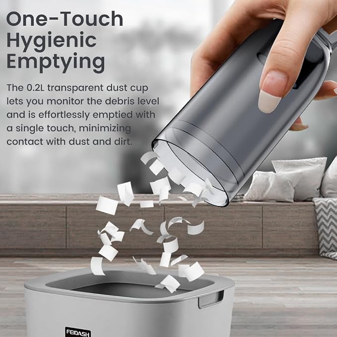 Cordless Handheld Vacuum, Powerful Suction 13000Pa & 0.64lbs Ultra-Lightweight, Portable Car and Home Vacuum for Pet Hair, Quick Type-C Charging