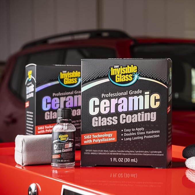 Invisible Glass 95151 Ceramic Glass Coating Kit – Long-Lasting, Rain Repellent & Hydrophobic Protection for Automotive Glass Windshields – Scratch & Weather Resistant – Quick, Easy Application – 30 mL