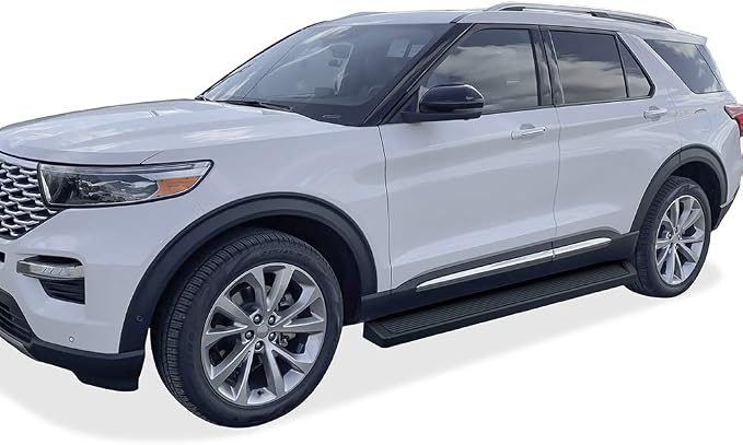 APS Running Boards (Nerf Bars Side Steps Step Bars) Compatible with Ford Explorer 2020-2026 Sport Utility 4-Door (Black Powder Coated Running Board Style)