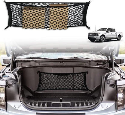 BestEvMod Envelope Style Front Trunk Frunk Cargo Net Compatible with 2026 2025 2022-2024 Ford F-150 Lightning Accessories Extra Strong Hook Stretchable Elastic Mesh (Stand Envelope Net)