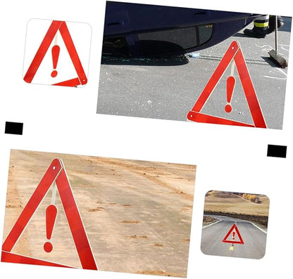 4Pcs Car Safety Triangle Kit Road Warning Signs for Situations Easy to Install Resistant to Wind and Wear for Vehicle Maintenance and Roadside Assistance