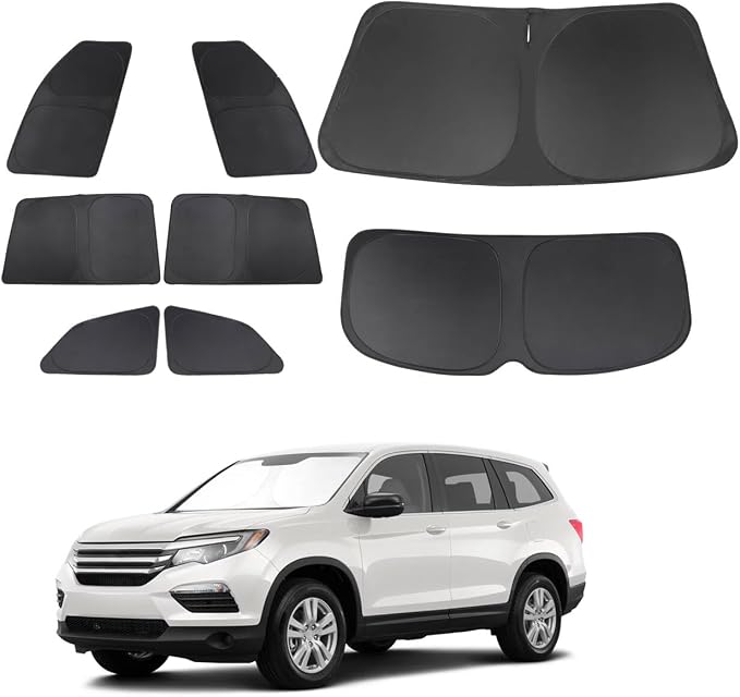 TINGLU Window Shades for Honda Pilot 2016-2026 EX-L Special Edition Elite Black Edition Touring Accessories Car Side Full Windows Rear Windshield Sun Shade Camping Sun UV Rays Privacy Protection 8PCS