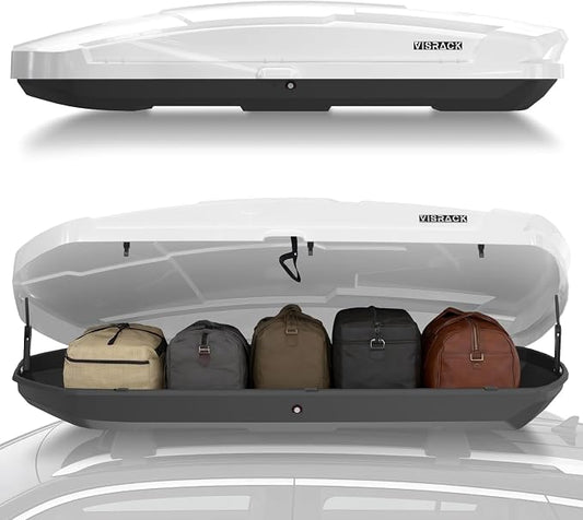 26 Cu Ft Cargo Box, Hard Shell Roof Cargo Carrier with Security Keys, 87.20" x 38.19" x 17.36" Roof Box, Dual-Sided Opening, Tool-Free Install, White