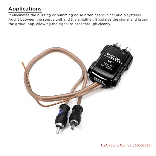 RECOIL MGLI 2-Channel RCA Stereo Ground Loop Noise Isolator Car Amplifier Filter Audio Signals Eliminate