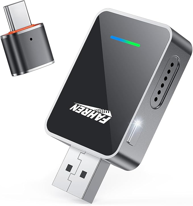 2-in-1 Wireless Car Adapter, Setup with a Polite Reminder: No App Needed – Auto-Connects via Bluetooth 5.3 & 5GHz Wi-Fi, No Audio Delay, Compatible with iOS 10+ and Android 11+