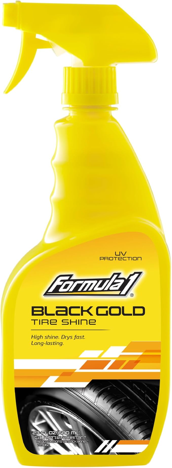 Formula 1 Black Gold, Long-Lasting Tire Shine Restores Glossy Black Color to Rubber and Plastic Trim, Water Resistant with UV Protection, 23oz