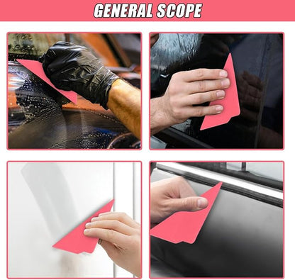 2PCS Triangle Contour Squeegee Car Window Tint Tools- Flexible Multi-Edge Corner Squeegee Vinyl Wrap Tool- Card Scraper Window Tint Squeegees for Car Wrap Film Installation Application (Red)
