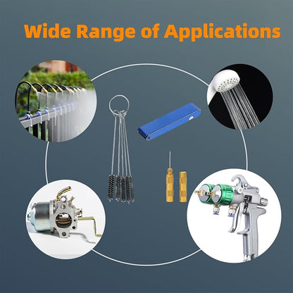 4 Sets Carburetors Carbon Dirt Jet Remove Cleaner Tool Kit, 1 Nozzle Wash Repair Cleaning Needle 1 Stainless Steel Wrench Tool Kit,13 Cleaner Wires Tool 20 Cleaning Needles 10 Nylon Brushes