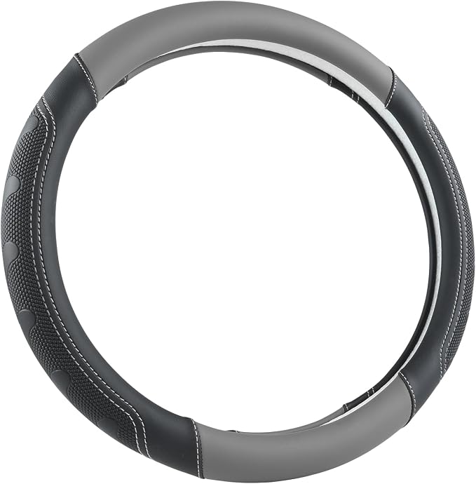 GIANT PANDA Car Steering Wheel Cover for Toyota RAV4,Camry,Highlander,Corolla,Prius,Tacoma, Standard Size - Black+Gray