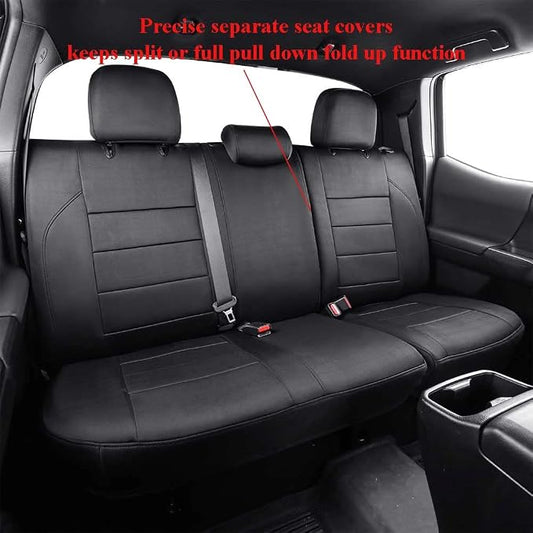 EKR Custom Fit Tacoma Rear Neoprene Car Seat Covers for Toyota Tacoma 2016 2017 2018 2019 2020 2021 2022 2023 Double Cab/Crew Cab - Second Row Only,Neoprene (Black)