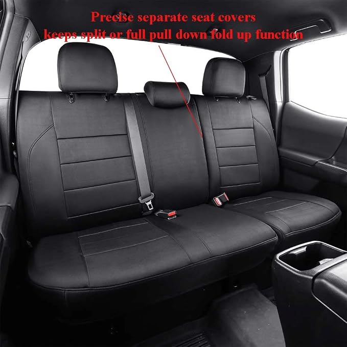 EKR Custom Fit Tacoma Neoprene Car Seat Covers for Toyota Tacoma 2012 2013 2014 2015 (Regular Seats)- Truck Seat Covers Full Set,Neoprene (Black)