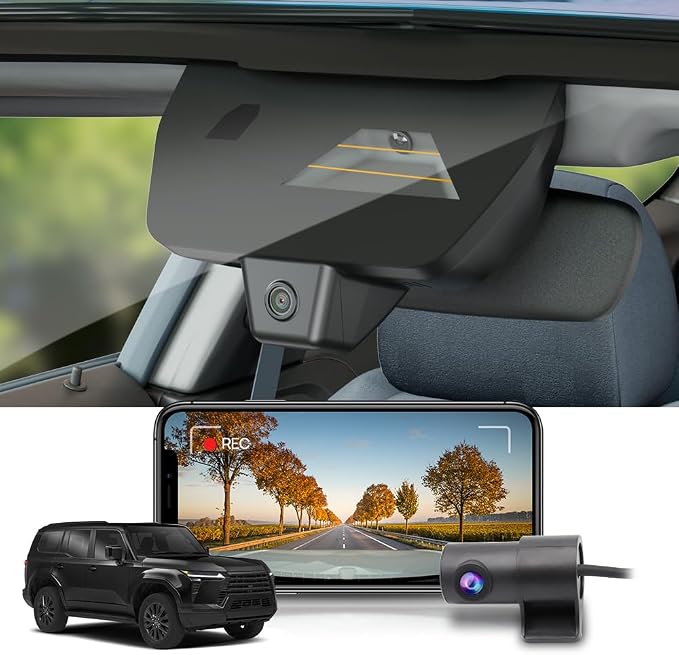 Fitcamx Front 2K+Rear 1080P Dash Cam Adapts for Lexus GX550 2024-2026 Premium Luxury Overtail (Gen3/J250), OEM Look, Dual HD Video, WiFi & APP, Loop Recording, G-Sensor, Easy to Use, 64GB Card