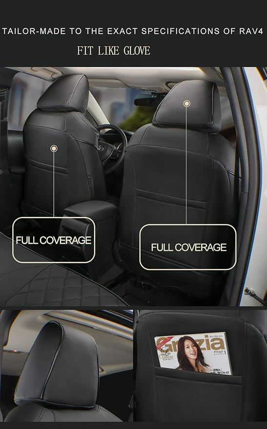 EKR Custom Fit Tacoma Front Car Seat Covers for Toyota Tacoma 2016 2017 2018 2019 2020 2021 2022 2023 Double Cab/Access Cab - Front Row Only, Faux Leather(Black/Gray)