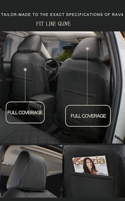 EKR Custom Fit Tacoma Front Car Seat Covers for Toyota Tacoma 2016 2017 2018 2019 2020 2021 2022 2023 Double Cab/Access Cab - Front Row Only, Faux Leather(Black/Gray)