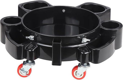 Bucket Dolly 5 Gallon Car Wash Professional Detailing Bucket Dolly with Heavy Duty Wheel Casters, Black (Style A)