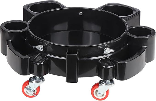 Bucket Dolly 5 Gallon Car Wash Professional Detailing Bucket Dolly with Heavy Duty Wheel Casters, Black (Style A)